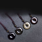 Buddha Stones Tibetan Obsidian Protection Necklace Necklace BS Set