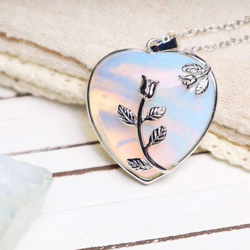 Buddha Stones Natural Healing Crystals Heart Pendant Necklaces Necklaces & Pendants BS 8