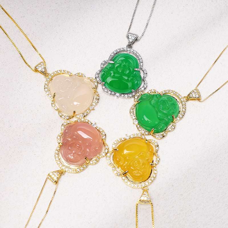 Buddha Stones Good Luck Laughing Buddha Necklace Necklaces & Pendants BS 10