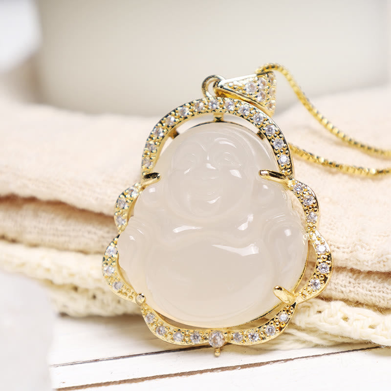 Buddha Stones Good Luck Laughing Buddha Necklace Necklaces & Pendants BS 22