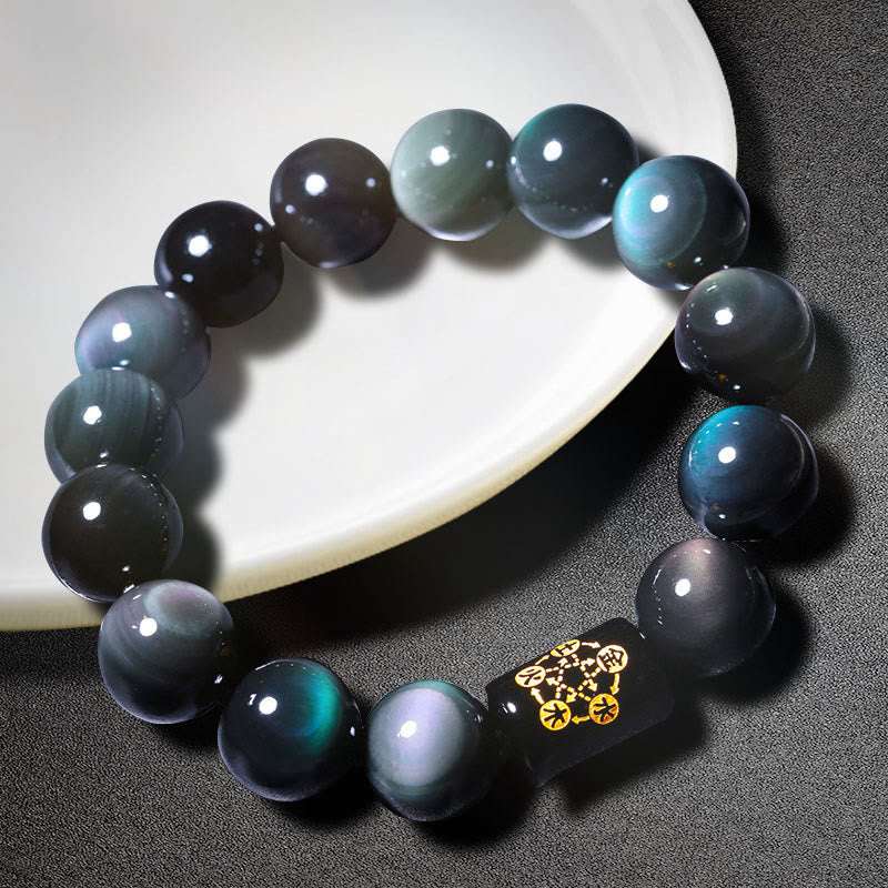 Buddha Stones Natural Rainbow Obsidian Positive Transformation Bracelet Bracelet BS 1