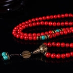 Buddha Stones Tibetan Mala Red Turquoise Lucky Necklace Bracelet Mala Bracelet BS 7