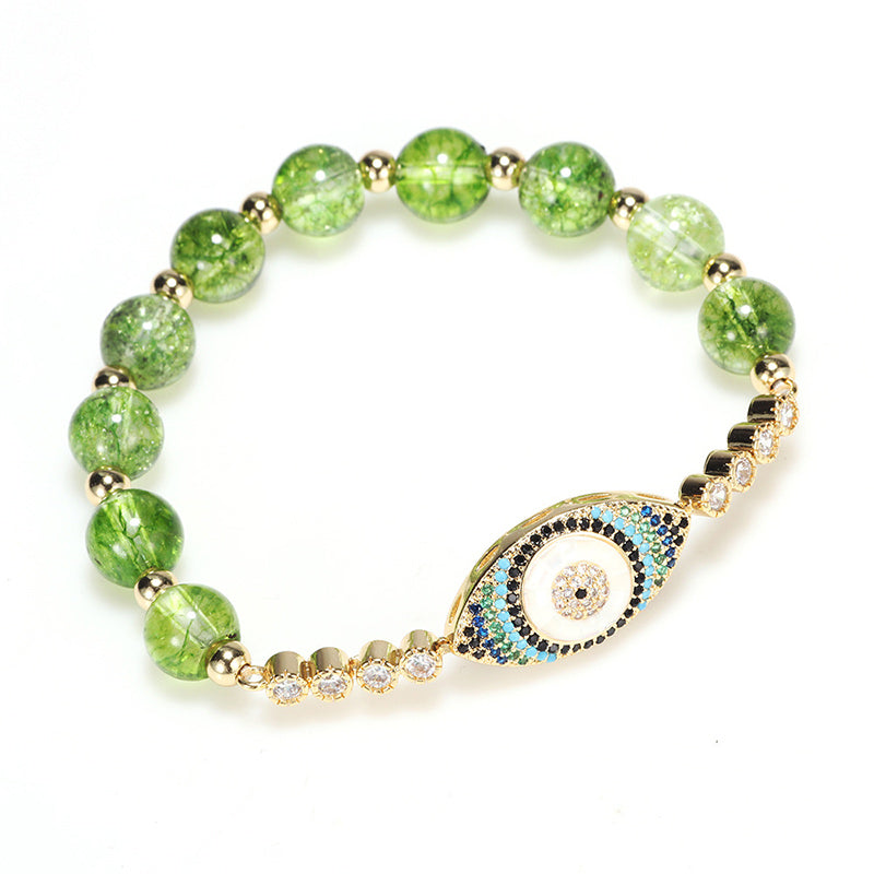 Buddha Stones Natural Peridot Evil Eye Abundance Bracelet Bracelet BS 2