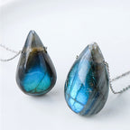 Buddha Stones Labradorite Water Drop Support Healing Necklace Pendant Necklaces & Pendants BS 5