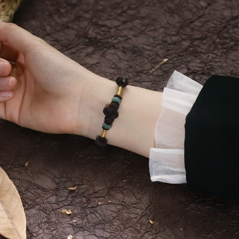 Buddha Stones Red String Jade Luck Fortune Knot Braided Couple Bracelet Bracelet BS 12