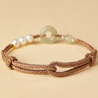 Buddhastoneshop Natural Hetian Jade Pearl Peace Buckle Luck Bracelet