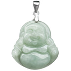 Buddha Stones 925 Sterling Silver Laughing Buddha Jade Blessing Necklace Chain Pendant Necklaces & Pendants BS 7
