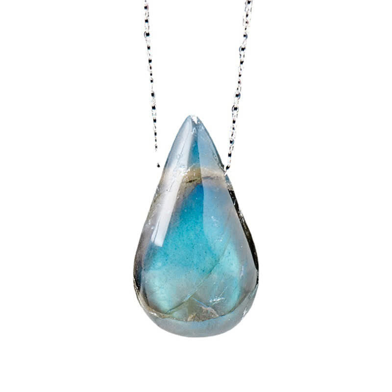 Buddha Stones Labradorite Water Drop Support Healing Necklace Pendant Necklaces & Pendants BS 9