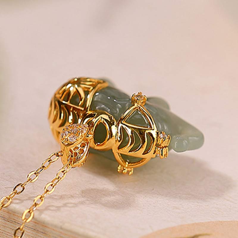 Buddha Stones 925 Sterling Silver Jade Elephant Blessing Fortune Necklace Chain Pendant Necklaces & Pendants BS 7