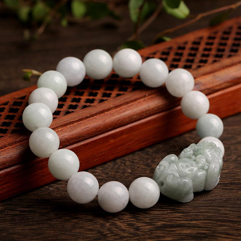 Buddha Stones Fengshui Wealth Prosperity Jade PiXiu Luck Bracelet Bracelet BS 0.39 IN (10MM)