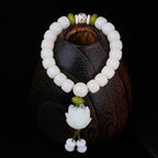 Buddhastoneshop Lotus Natural White Bodhi Seed Luck Bracelet