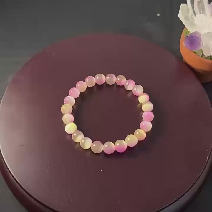 Huaxia Treasures Pink Cat's Eye Bracelet - Love, Confidence & Serene Vibes