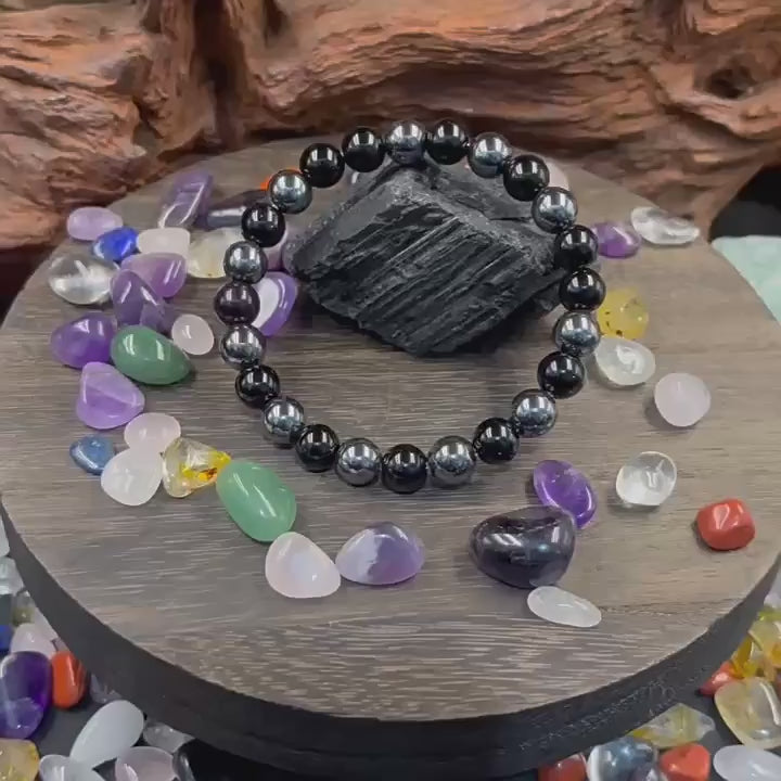 Huaxia Treasures Black Obsidian-Hematite Bracelet - Protection, Focus & Success