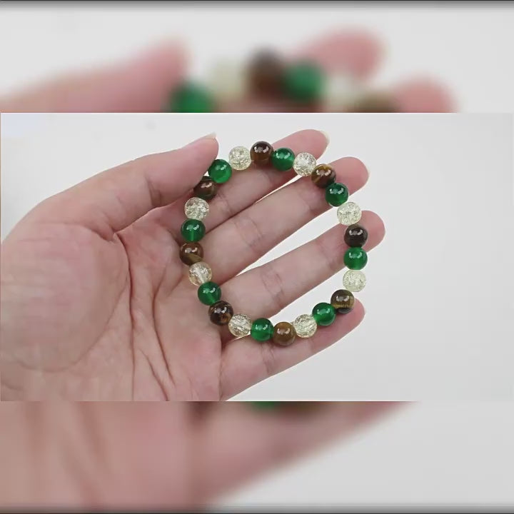 Natural Tiger Eye Malachite Beaded Bracelet