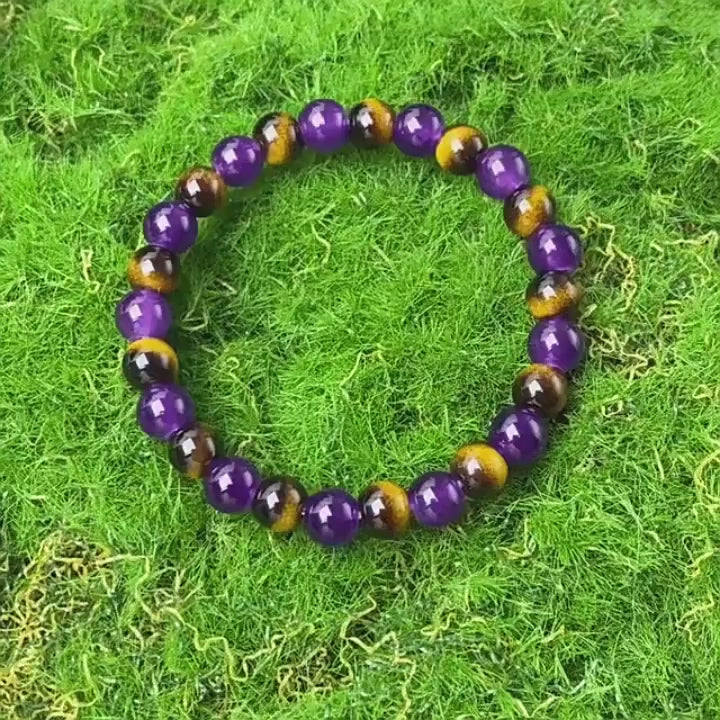 Huaxia Treasures Amethyst & Tiger Eye Bracelet - Success, Focus & Prosperity