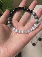 Natural Cat's Eye & Map Stone Bracelet - Unique Gemstone Gift for Crystal Lovers