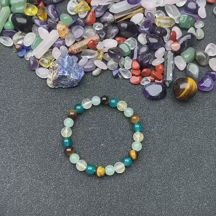 Natural Amethyst Tiger Eye Bracelet - Women’s Mixed Gemstones Gift