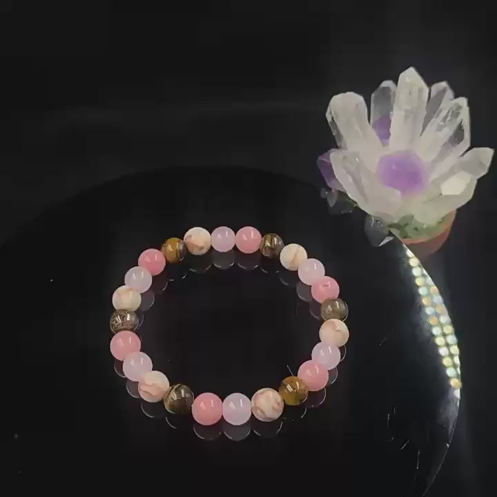 Huaxia Treasures Tiger Eye & Rose Quartz Bracelet - Confidence, Love & Success
