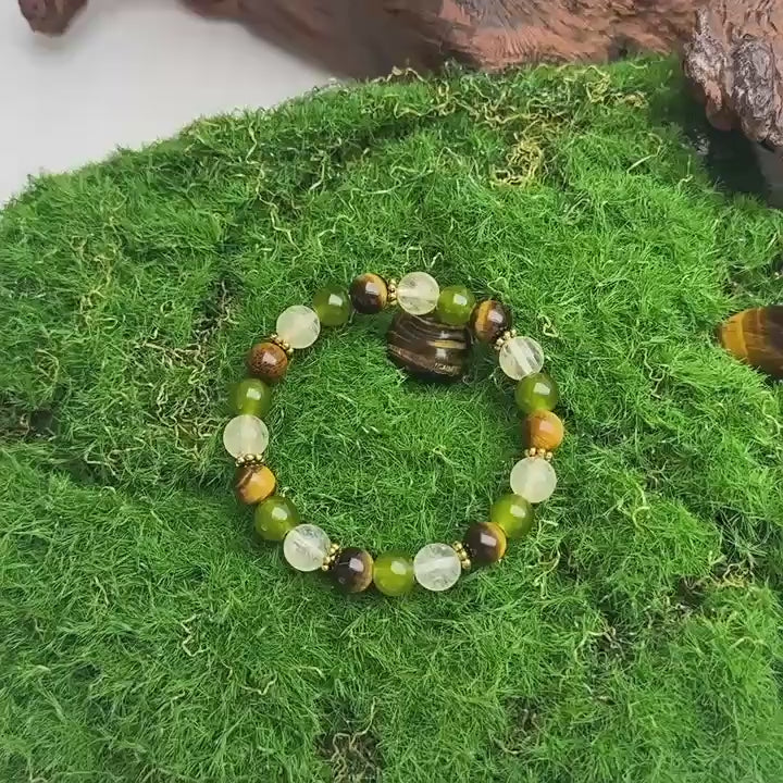 Huaxia Treasures Tiger Eye & Crystal Bracelet - Wealth, Focus & Success