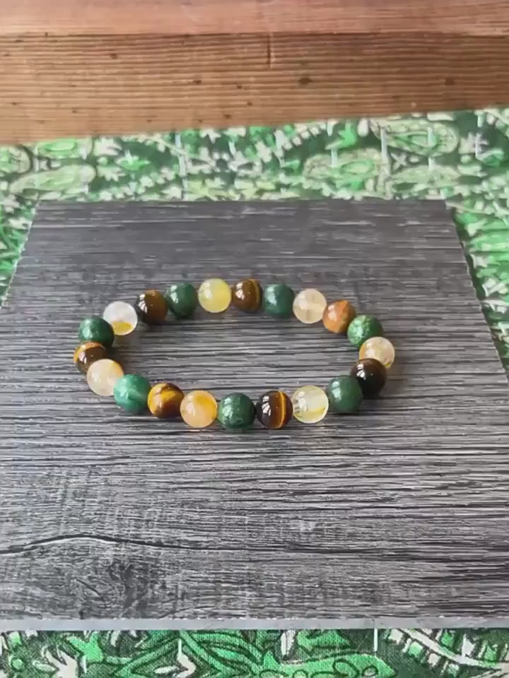 Huaxia Treasures Wealth & Success Bracelet - Tiger Eye, Citrine & Turquoise