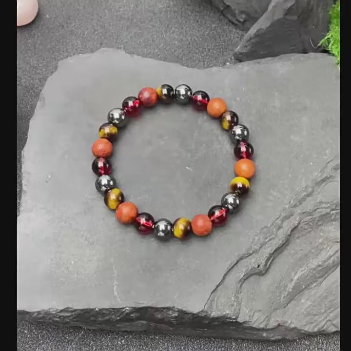 Huaxia Treasures Hematite & Tiger Eye Bracelet - Success, Protection & Focus